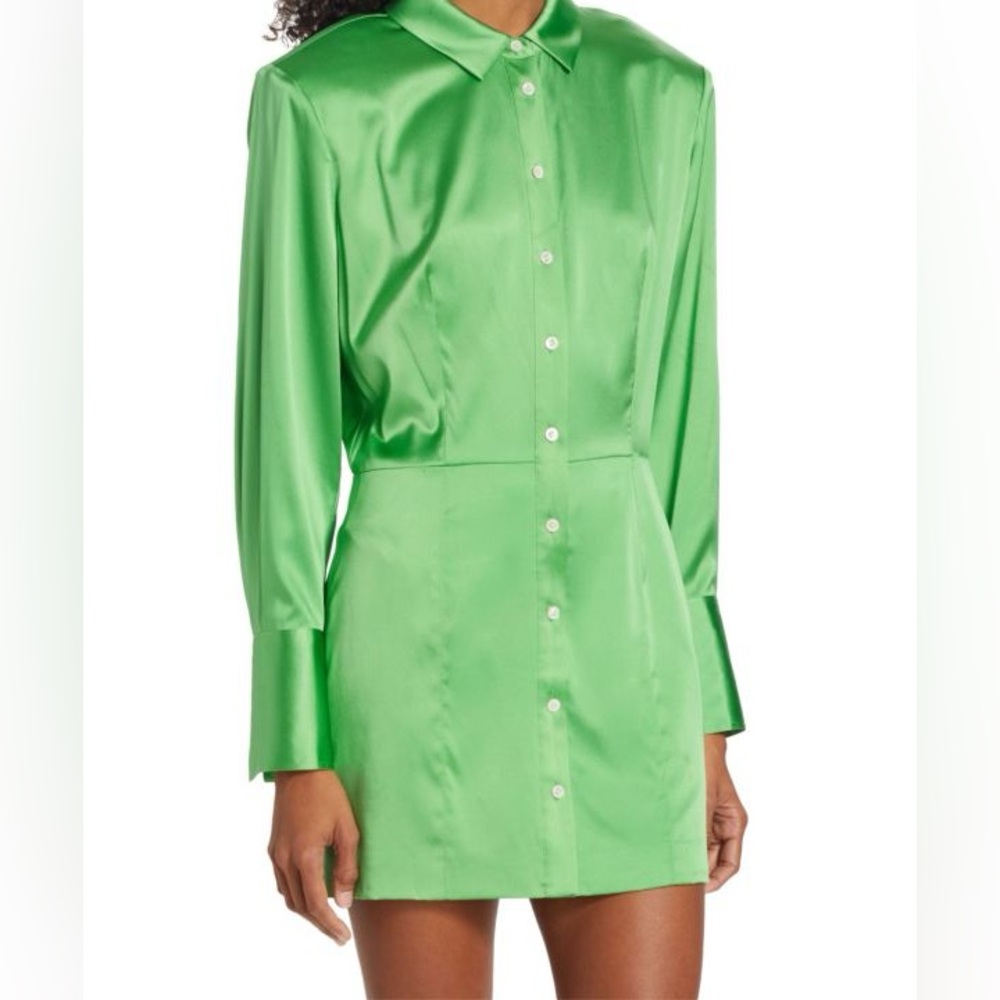 FRAME Silk Strong Shoulder Mini Dress